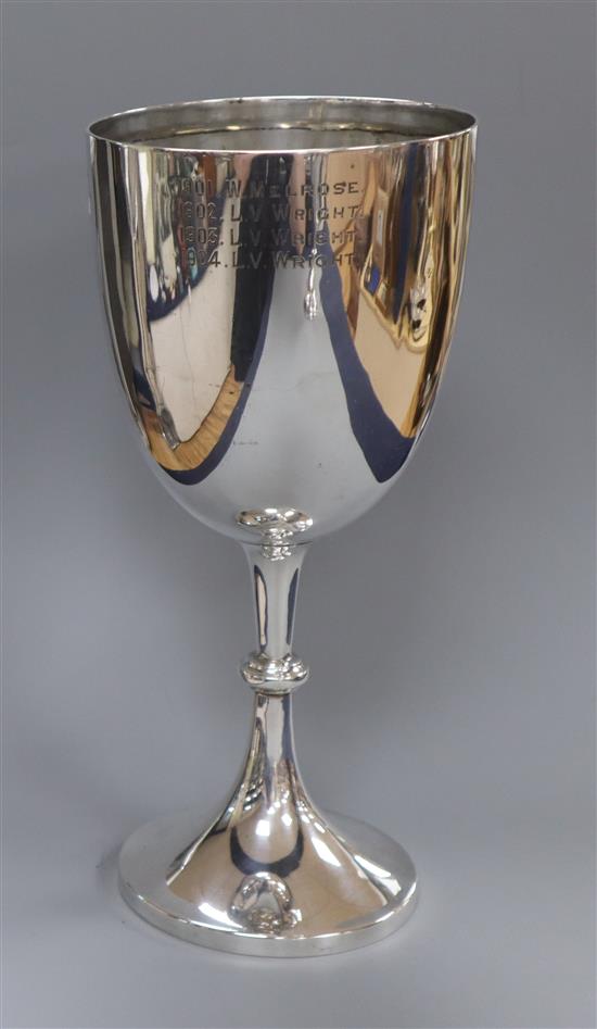 A late Victorian silver trophy goblet, Sheffield, 1900, 9.5 oz.